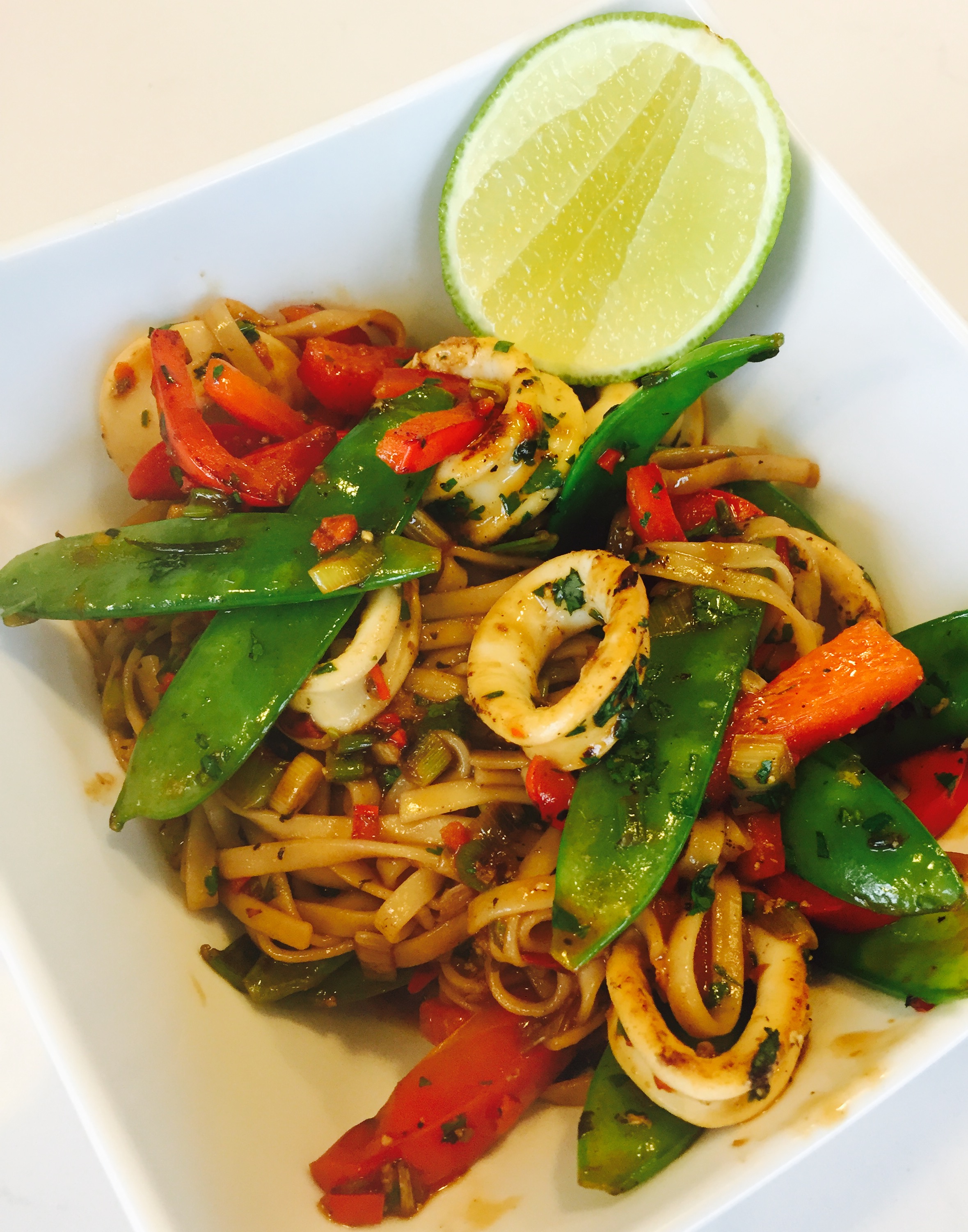 April Fish of the Month - Spicy Squid Stir fry - The Green Apron